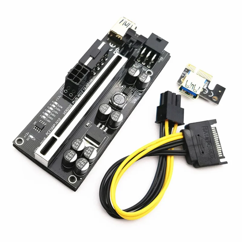 VER 010s Plus PCI-E X1 to PCIE X16 Adapter Board Extension Cable with 6pin Interface (Marquee Version)