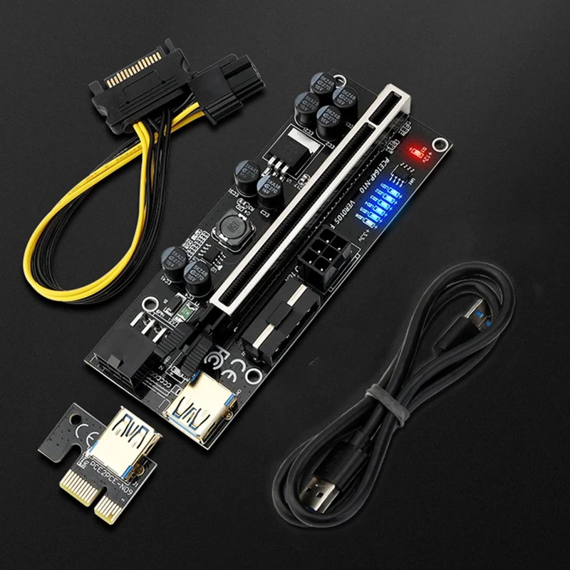 VER 010s Plus PCI-E X1 to PCIE X16 Adapter Board Extension Cable with 6pin Interface (Marquee Version)