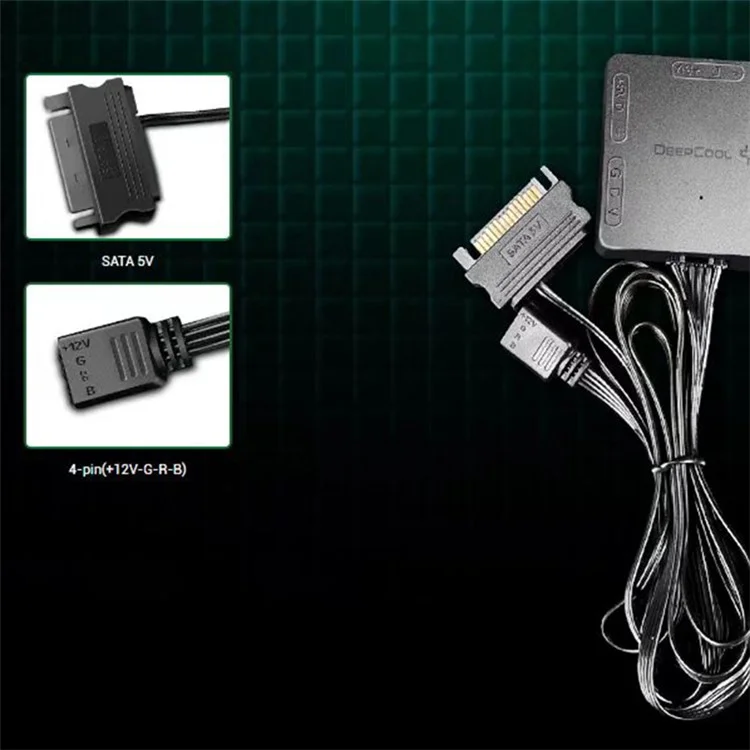 Conversor de 5V ADD-RGB para 12V RGB Adaptador de Iluminação RGB com Interfaces SATA 5V, 4-Pin(+12V-G-R-B)
