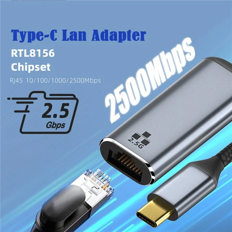 UC-006-GBE USB-C Type-C USB3.1 до 2500 Мбит/с 2,5 Гбит/с GBE Gigabit Ethernet сетевой адаптер LAN для ноутбука