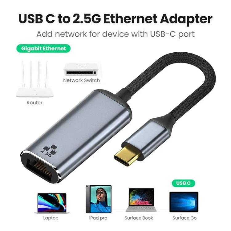 UC-006-GBE USB-C Type-C USB3.1 до 2500 Мбит/с 2,5 Гбит/с GBE Gigabit Ethernet сетевой адаптер LAN для ноутбука