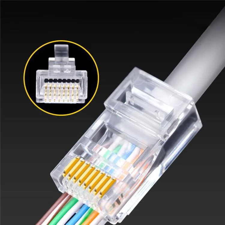 Bajeal 100pcs RJ45 8p8c Cat6 Endsado Cat 6 Conectores de Cristal Cabeças Ethernet Cabine