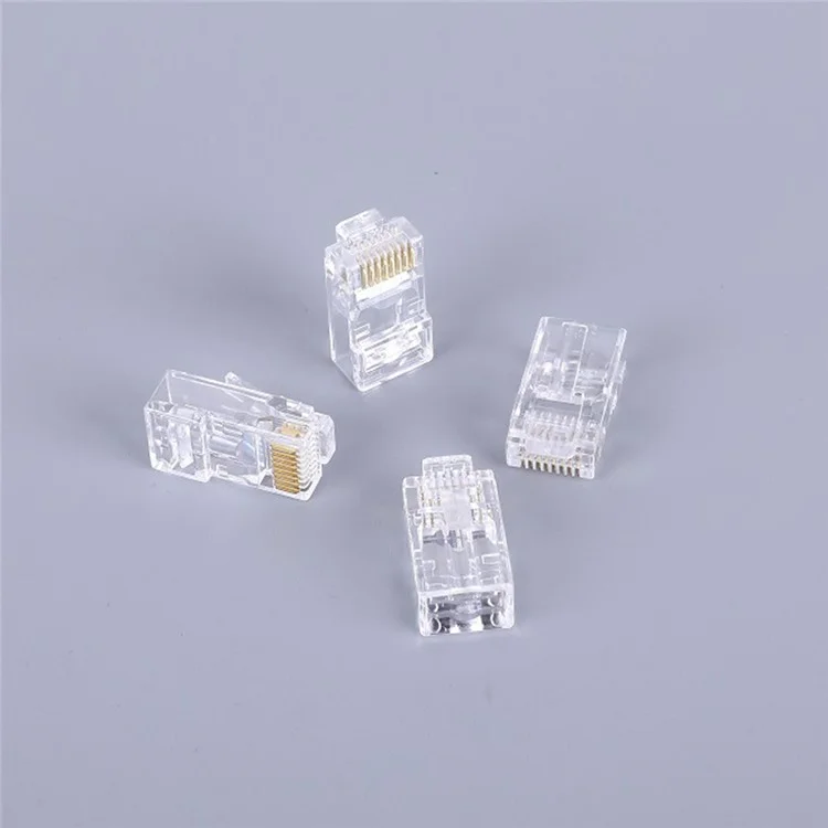 BAJEAL 100PCS RJ45 8P8C Cat6 Ends Cat 6 Crystal Connectors Heads Ethernet Cable Crimp Unshielded Pure Copper Gold-Plated Network Plugs