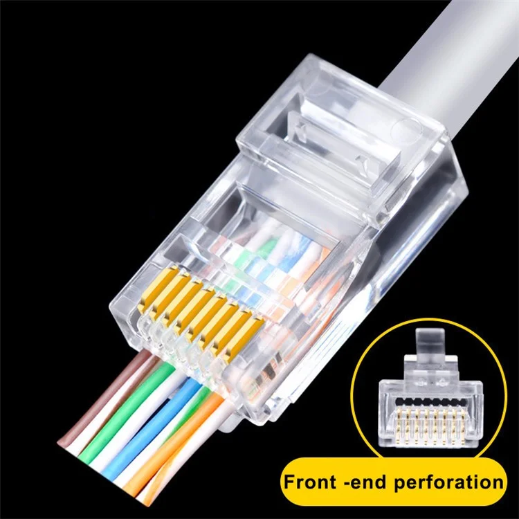 AICHAO 100PCS RJ45 Cable Ethernet 8p8c Cat5 Connectores de Cristal Cabezcos de Clips de Extremo de Línea de Red Sin Blindaje Cat 5