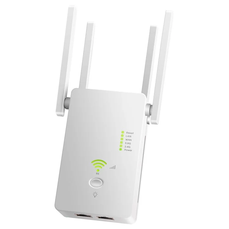 U6 1200m Wireless Router Network Extender Wi-Fi Repeater with External Antenna, WiFi Signal Booster - White / US Plug