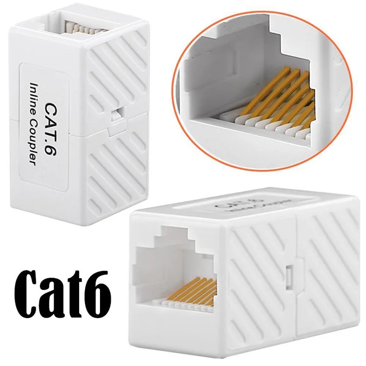 JUNSUNMAY 2Pcs Cat6 Cat5e Cat5 Ethernet Cable Extender Adapter RJ45 Female to Female In Line Coupler