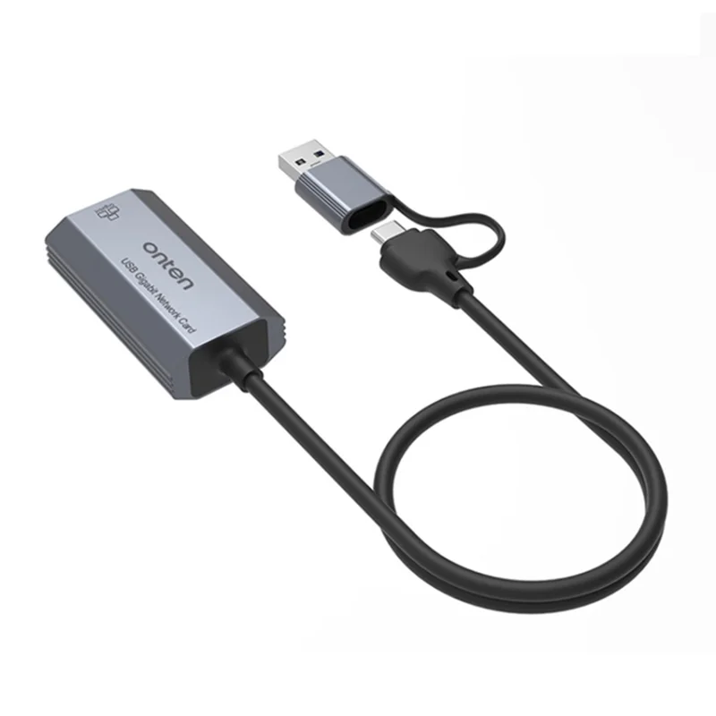 ONTEN UE101 2-in-1 USB 3.0 + USB-C to Gigabit Adapter Portable USB Gigabit Network Card