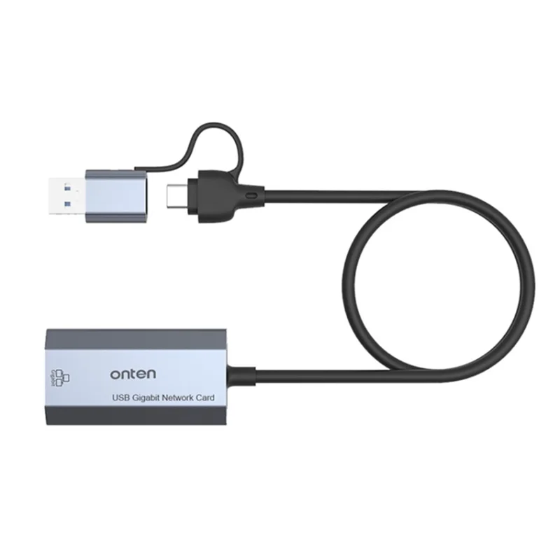 ONTEN UE101 2-in-1 USB 3.0 + USB-C to Gigabit Adapter Portable USB Gigabit Network Card