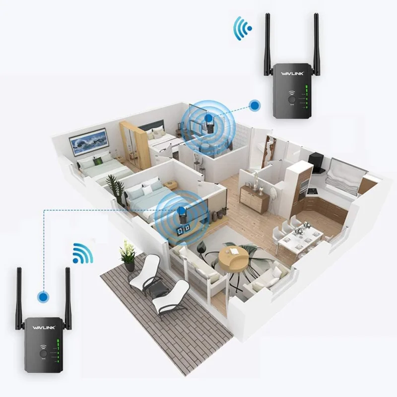 WAVLINK WS-WN578R2-B N300 WiFi Extender Home Wireless Router with 2 External Antennas - EU Plug