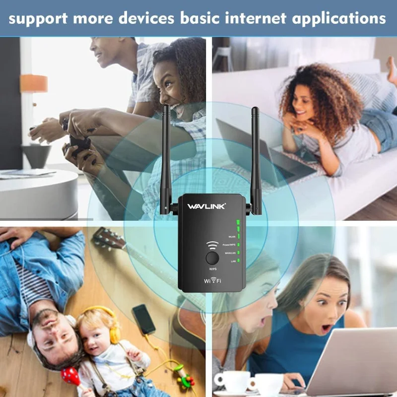 WAVLINK WS-WN578R2-B N300 WiFi Extender Home Wireless Router with 2 External Antennas - AU Plug