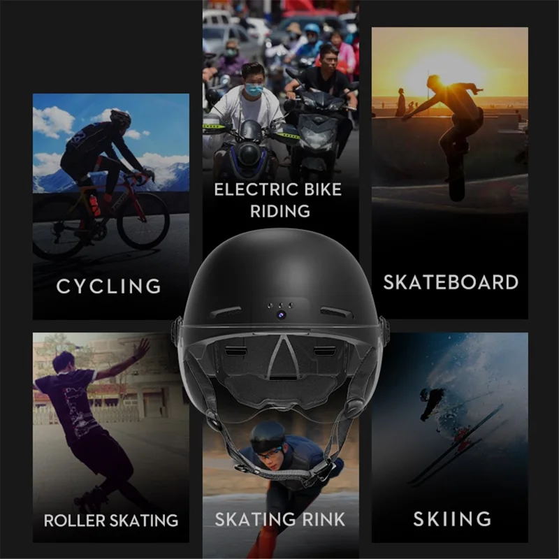 ANYTEK RAW2 Bicycle E-Bike Helmet Camera ABS+EPS Protection Helmet Integrated Video Recorder - White