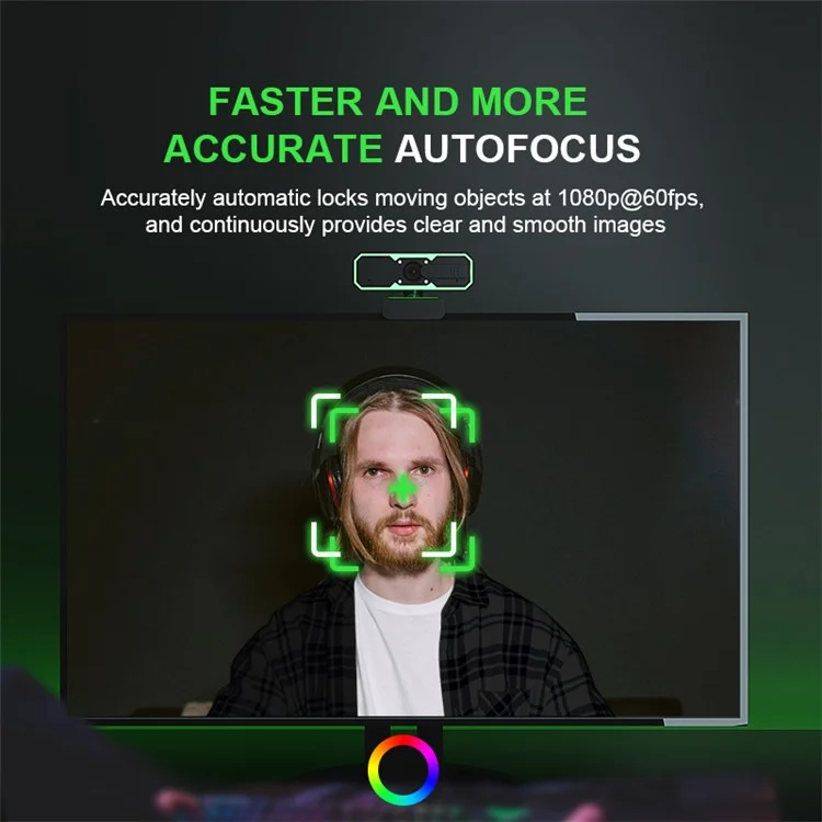 Webcam RGB 1080P H782 con micrófono 60FPS y ángulo de 90 grados, cámara USB HD para ordenador
