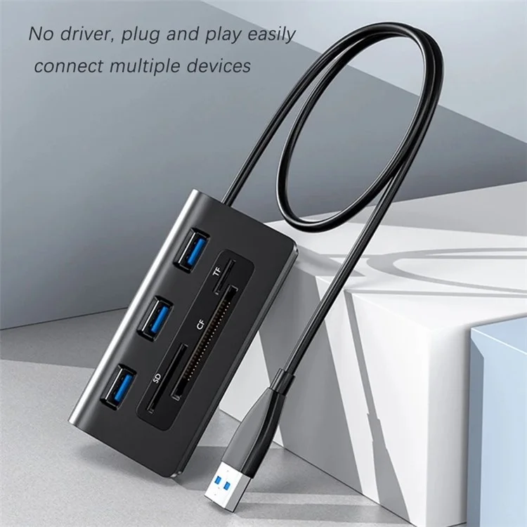 ACASIS HS0023 6-en-1 3xUSB3.0 + Fentes pour carte TF / SD / CF Répartiteur de concentrateur USB
