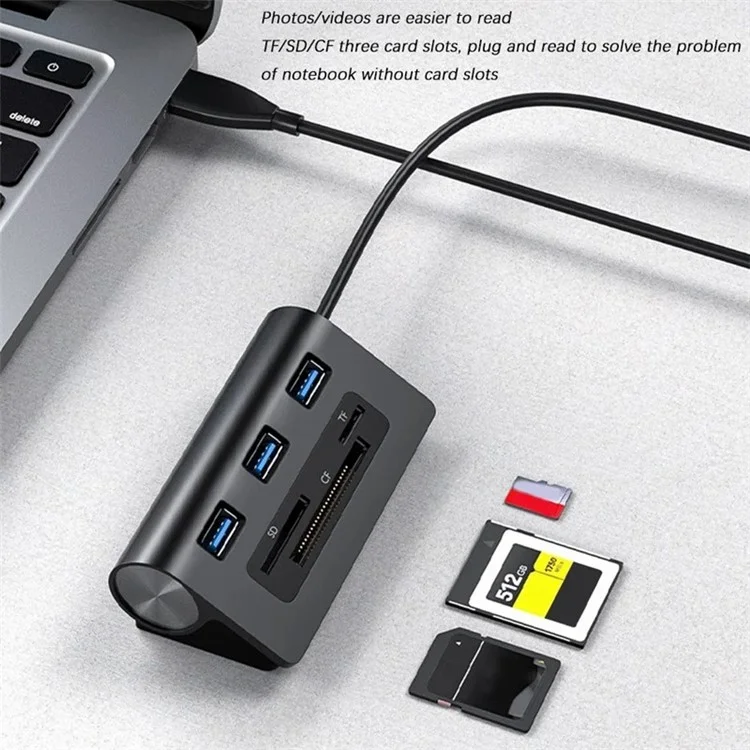 ACASIS HS0023 6-en-1 3xUSB3.0 + Fentes pour carte TF / SD / CF Répartiteur de concentrateur USB