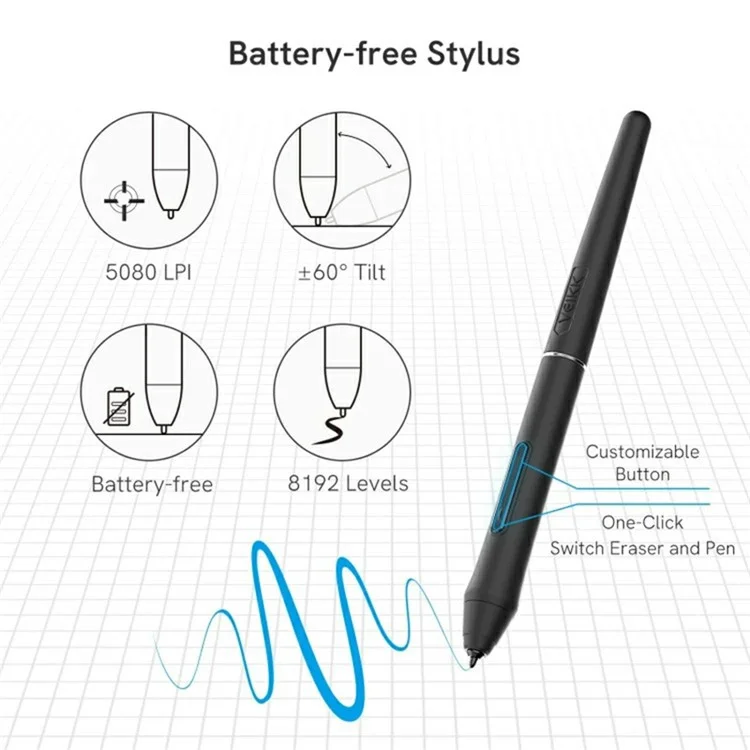 Tablette graphique numérique VEIKK VK2200 Pro 21,5 pouces - Sensibilité à la pression de 8192 niveaux - Fiche US