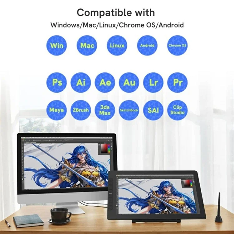 Tablette graphique numérique VEIKK VK2200 Pro 21,5 pouces - Sensibilité à la pression de 8192 niveaux - Fiche US
