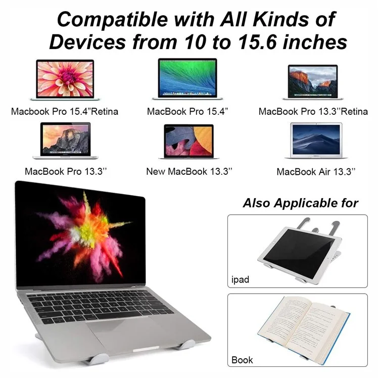 Soporte de Escritorio Portátil Plegable para Computadora Portátil 6 Niveles Ajustable Altura Soporte para Laptop - Negro