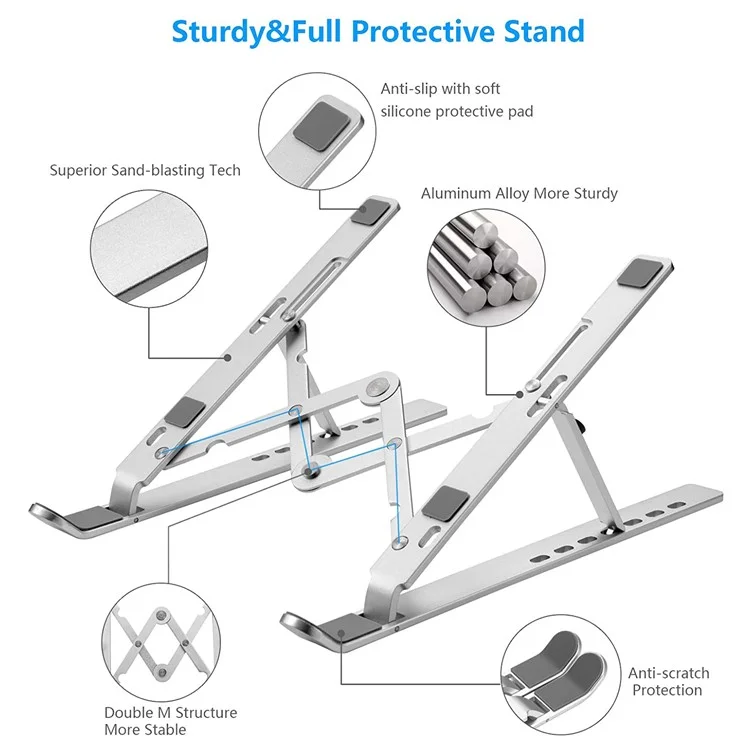 Soporte De Computadora Portátil Soporte De Computadora De Aluminio Ajustable De Aluminio Plegable Para Cuaderno Portátil