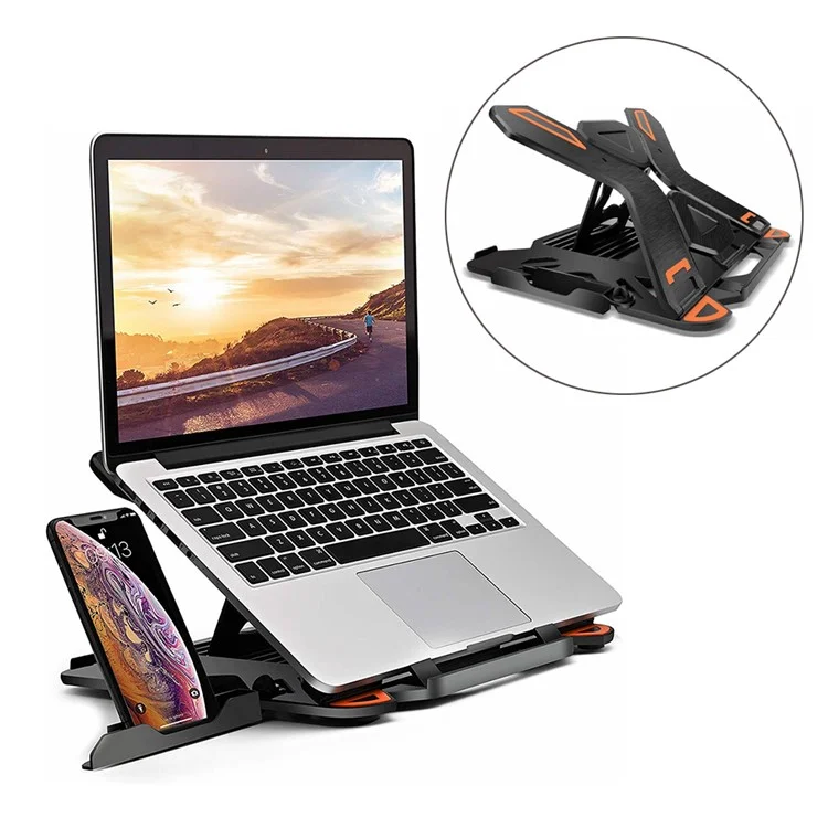 ICE COOREL E5 Folding Desktop Notebook Stand Adjustable Heat Dissipation Laptop Riser Bracket with Phone Holder Design