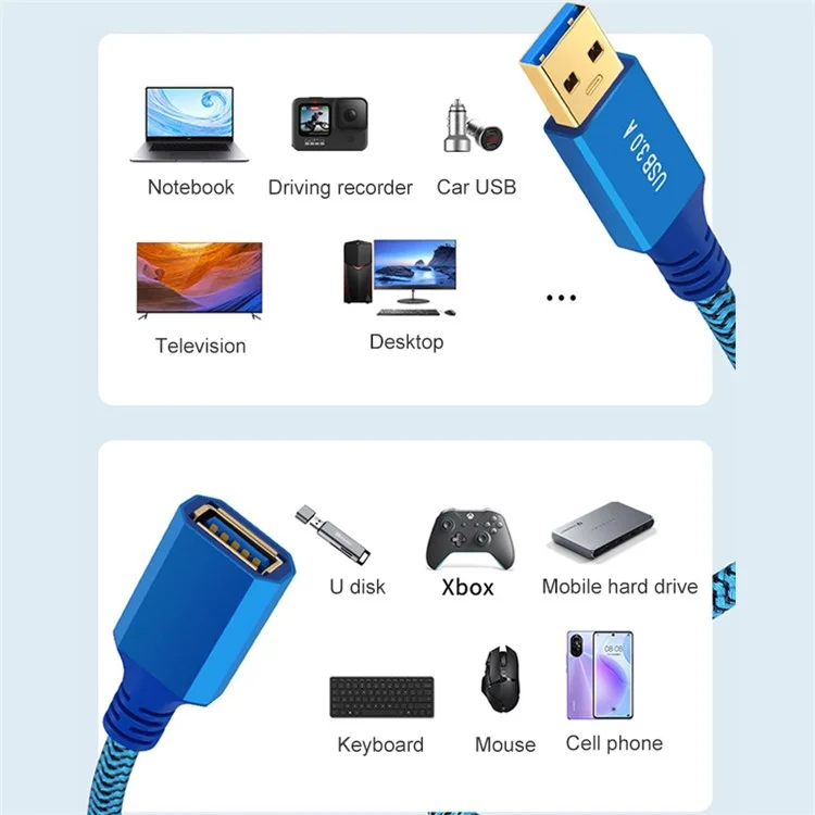 0.3m USB 3.0 Male to Female Extension Cable for Printer / Hard Disk Box / Set-Top Box