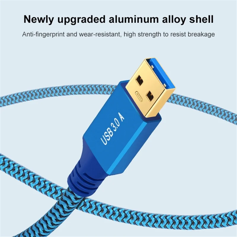 1m USB 3.0 Male to Female Braided Extension Cable for Printer Hard Disk Box Set-Top Box