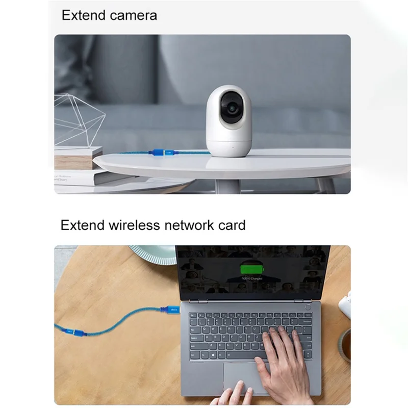 1m USB 3.0 Male to Female Braided Extension Cable for Printer Hard Disk Box Set-Top Box