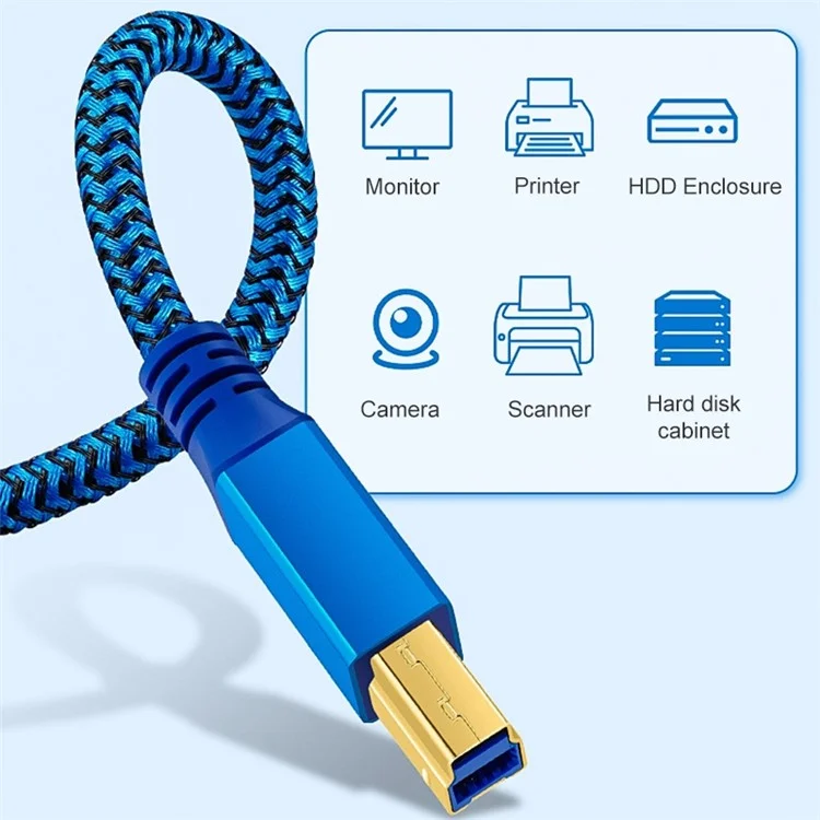 2m USB-A 3.0 Male to USB Type-B Male Connection Cable for Printer Hard Drive Box