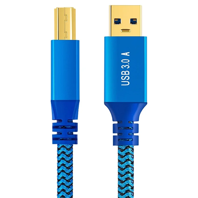 0.6m USB-A 3.0 Male to USB Type-B Male Braided Cable for Printer Hard Drive Box Camera