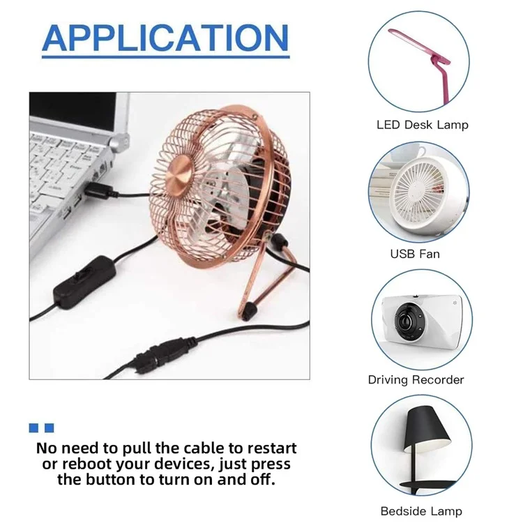 Cabo PW-012-AM USB2.0 Com Botão Liga / Desliga On Off Power USB Tipo a Masculino Para Fêmea Para Câmera de Ventilador de Lâmpada de Mesa de 5V DC 5V