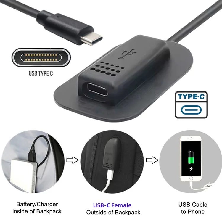 UC-172 USB-C 65W Type-C Male auf Female Verlängerungskabel für Outdoor-Reisen, Camping und Rucksack-Aufladung