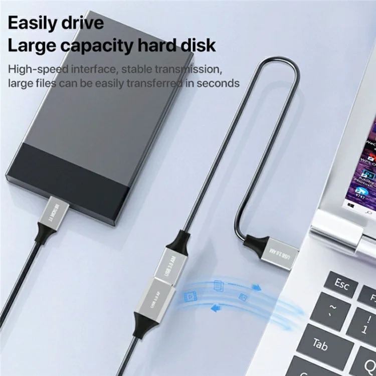 0.2m Plug and Play USB-A 3.0 Female to Micro B High Speed Transmission Mobile Hard Disk Data Cable