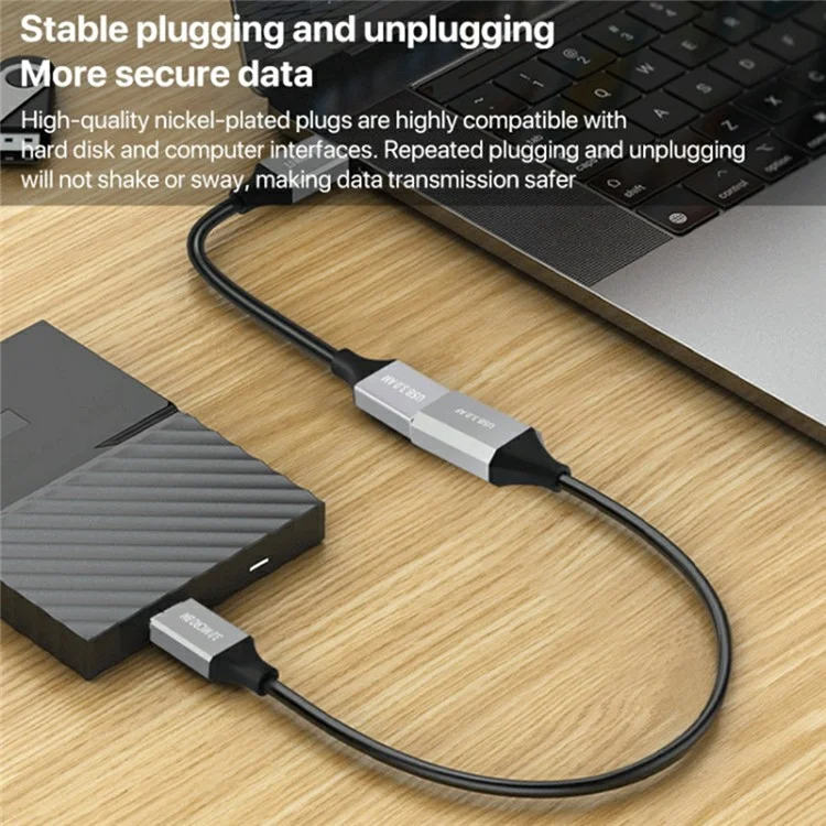 0.2m Plug and Play USB-A 3.0 Female to Micro B High Speed Transmission Mobile Hard Disk Data Cable