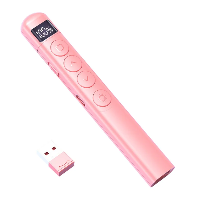 S7 Wireless PPT Remote Laser Pointer PowerPoint Office Presentation Page Turning Clicker - Pink