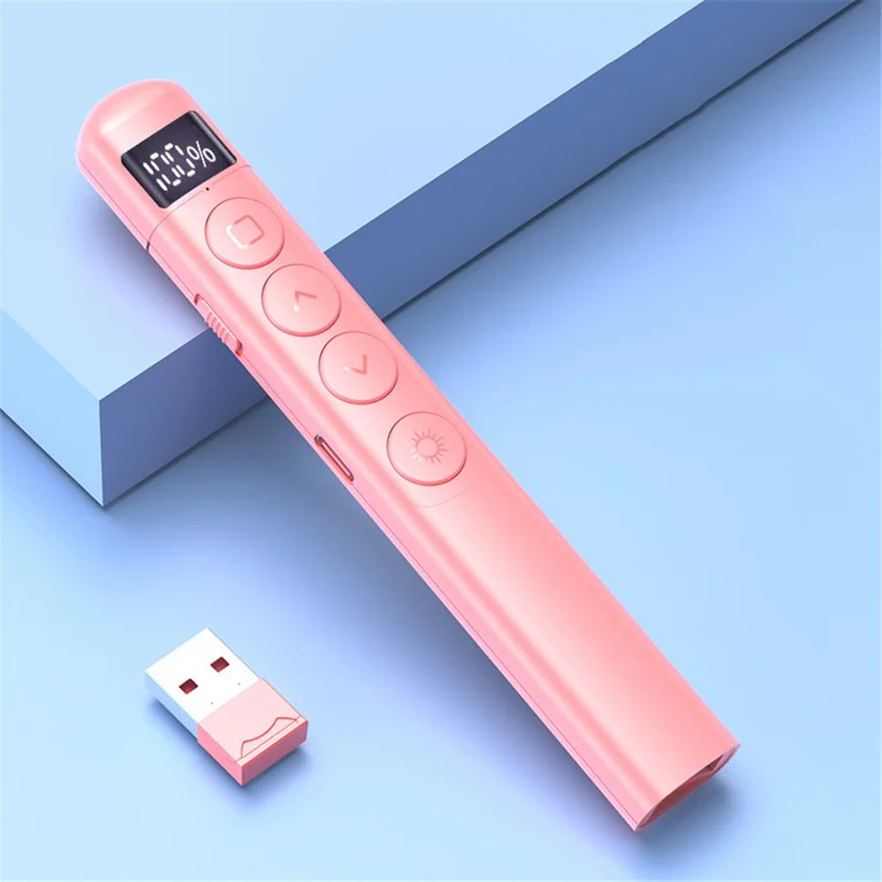 S7 Wireless PPT Remote Laser Pointer PowerPoint Office Presentation Page Turning Clicker - Pink