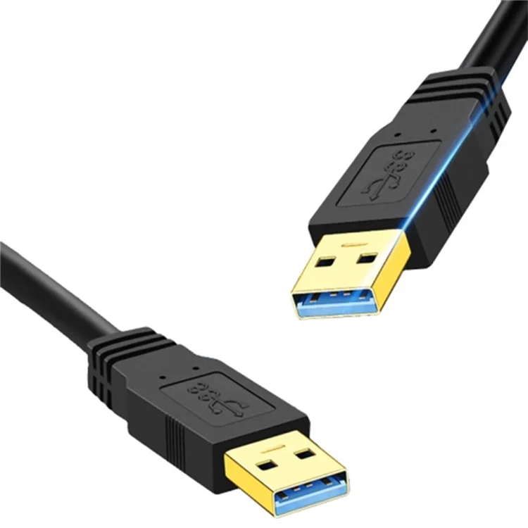 1m USB 3.0 Male to Male Mobile Hard Drive Box Data Cable Laptop Radiator Extension Cord, Black