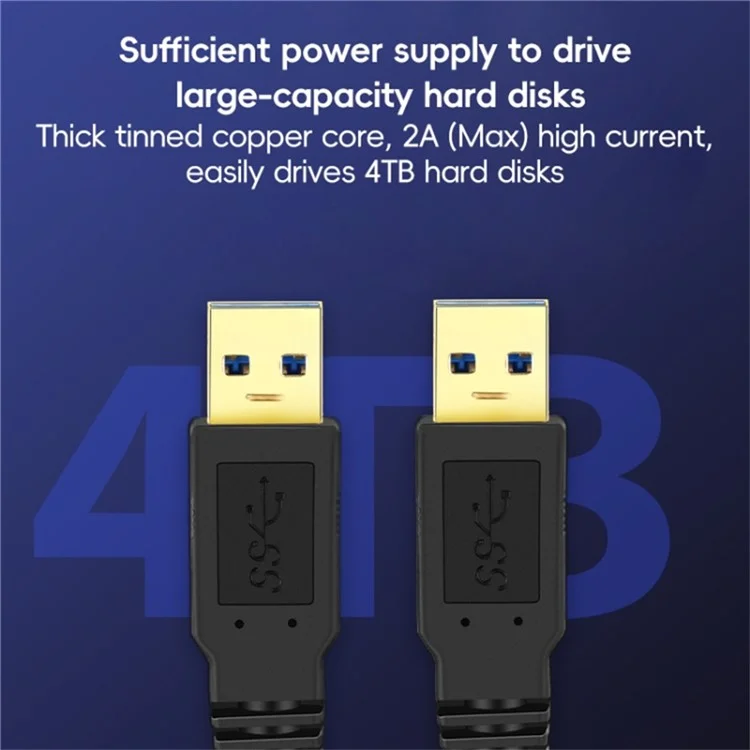 1m USB 3.0 Male to Male Mobile Hard Drive Box Data Cable Laptop Radiator Extension Cord, Black