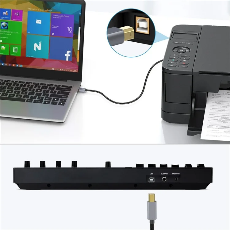 USB -druckerkabel 3m Länge USB 2.0 Typ A Männlich zu B Männlichem Scannerkabel Für MIDI -controller