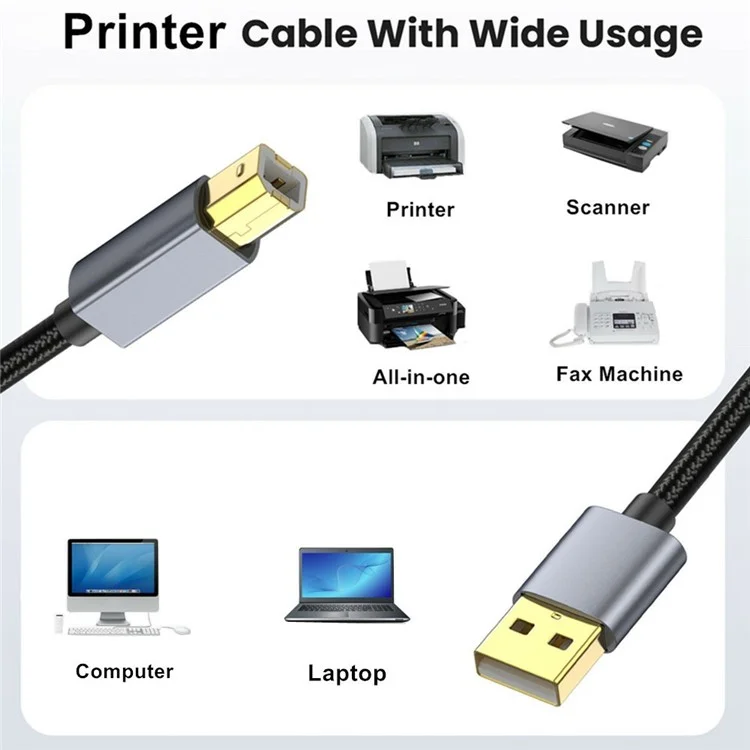 USB -druckerkabel 3m Länge USB 2.0 Typ A Männlich zu B Männlichem Scannerkabel Für MIDI -controller