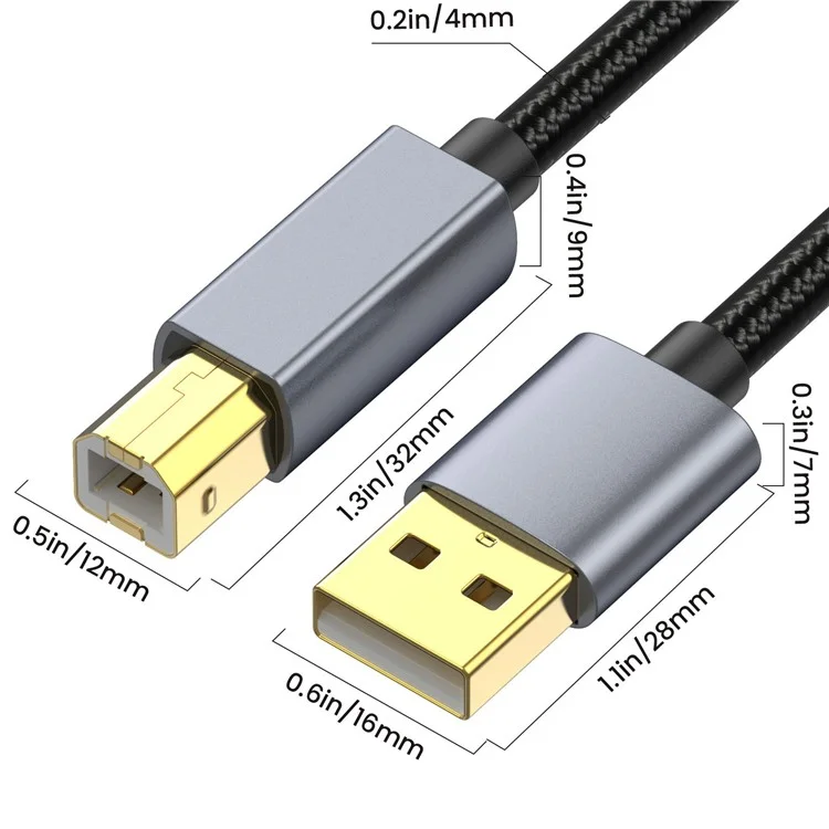 USB -druckerkabel 3m Länge USB 2.0 Typ A Männlich zu B Männlichem Scannerkabel Für MIDI -controller