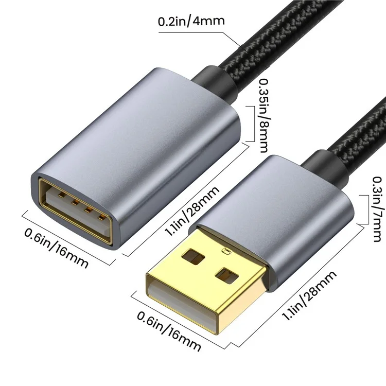 Cabo de Extensão USB 3m USB 2.0 Tipo A Male A Feminino Extender Cord Para Impressora, Teclado, Mouse, Unidade Flash