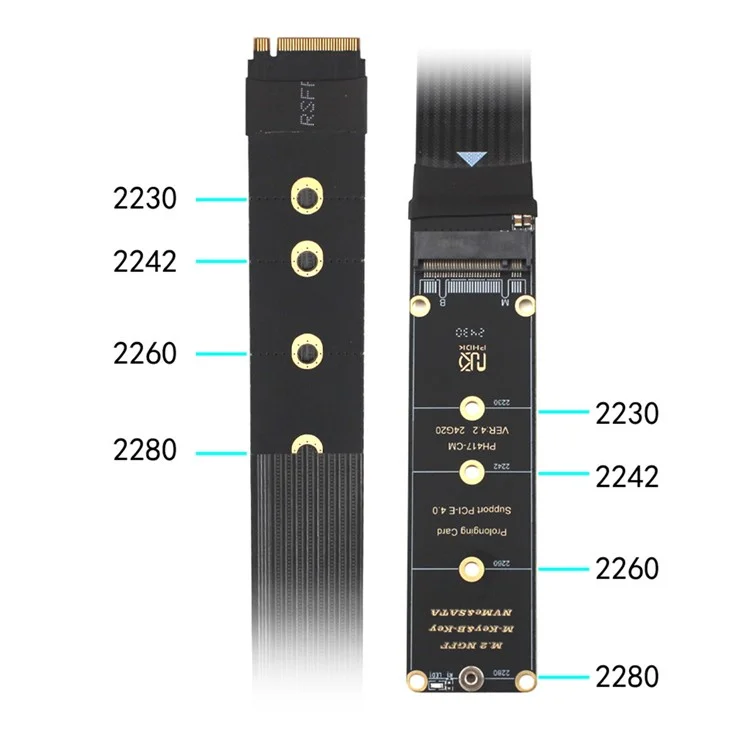EP-050-BK NGFF M-Key NVME Cabo de Extensão Masculino para Feminino PCI Express 30cm PCI-E 4.0 para Placa-mãe SSD 2280