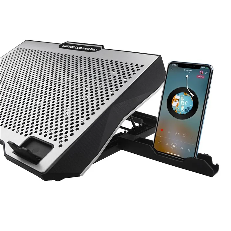 S608 RGB-Licht-Laptop-Kühler mit 8 Lüftern, höhenverstellbar, Notebook-Kühlpad mit Handyhalterung