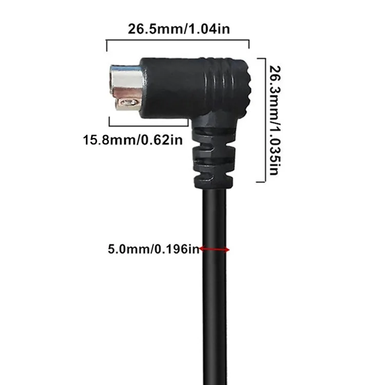 Câble Mini DIN 6 broches de 0,5 mètre avec connecteurs mâles coudés à 90 degrés, âme en cuivre, rallonge
