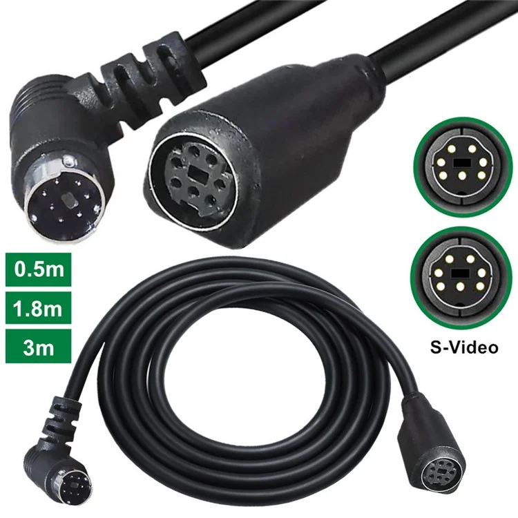 Câble d'extension Mini DIN 7 broches coudé mâle à femelle de 0,5 m pour système de jeux informatiques