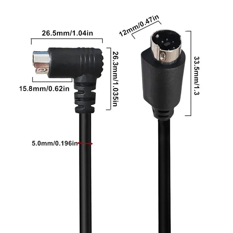 Câble S-Video Mini DIN 7 broches de 3 m, mâle droit vers mâle coudé, pour le transfert audio et vidéo