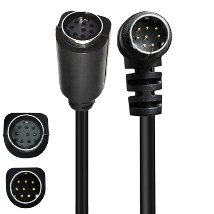 3m DIN 8 Pin Männlich zu Weiblich S-Video-Kabel mit abgewinkeltem Anschluss, Audio-Video-Kabel für Set-Top-Box