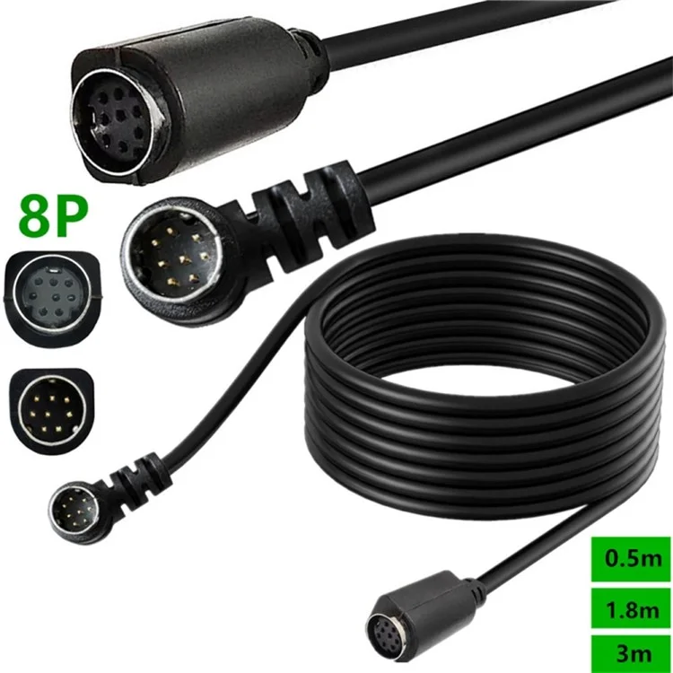 Cavo video S da 0,5 m con connettore maschio DIN 8 pin a femmina angolato per decoder - Nero