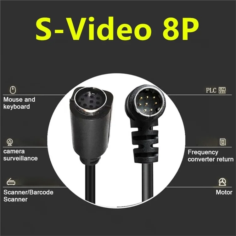 Cavo video S da 0,5 m con connettore maschio DIN 8 pin a femmina angolato per decoder - Nero