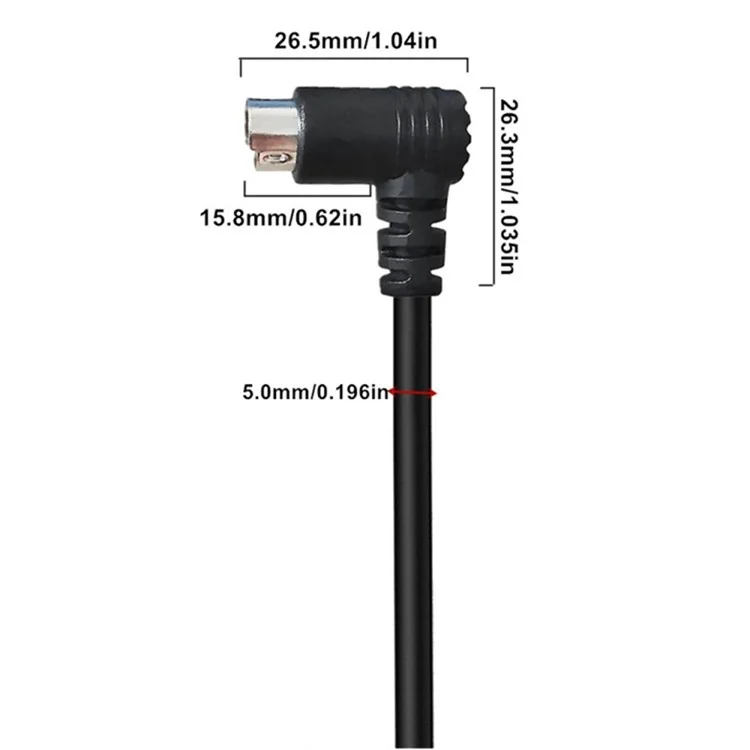 Cavo video S da 0,5 m con connettore maschio DIN 8 pin a femmina angolato per decoder - Nero