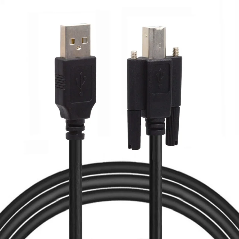 U2-102-1.5M USB 2.0 Type A Male to Type B Thumbscrew Standard Male Mount Panel Type for Industrial Camera Scanner Disk